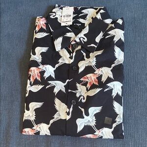 Express Black Shirt with Crane Print